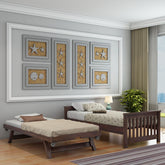 Feelinn Solid Sheesham Wood Trundle Bed (Walnut Finish)